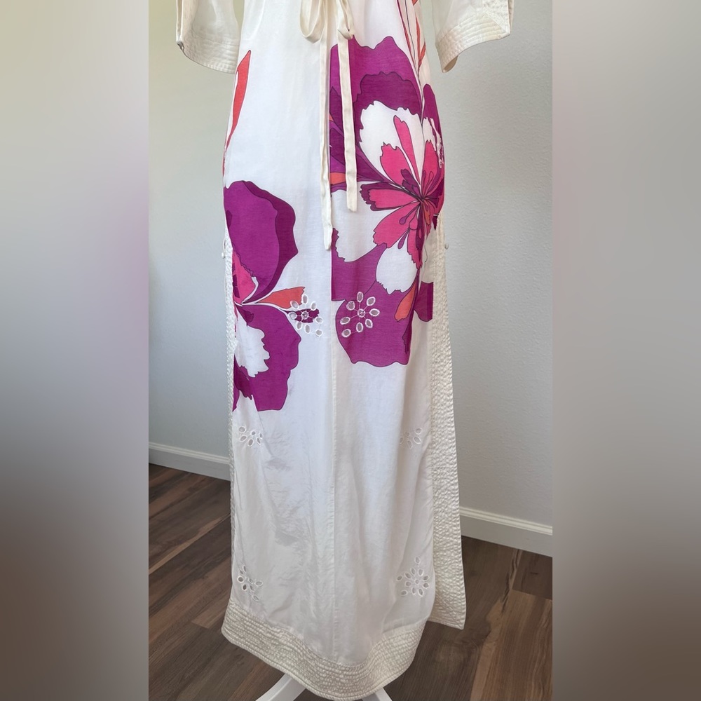 Bebe Women's Silk Blend Floral Print Half Sleeve Tunic Maxi Dress Size XS - Picture 12 of 16